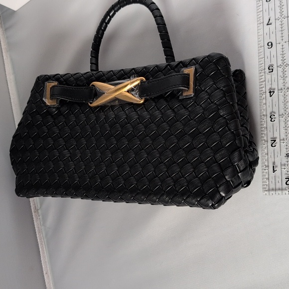 JW PEI Black Woven Elora Tote Bag Purse - Picture 8 of 13